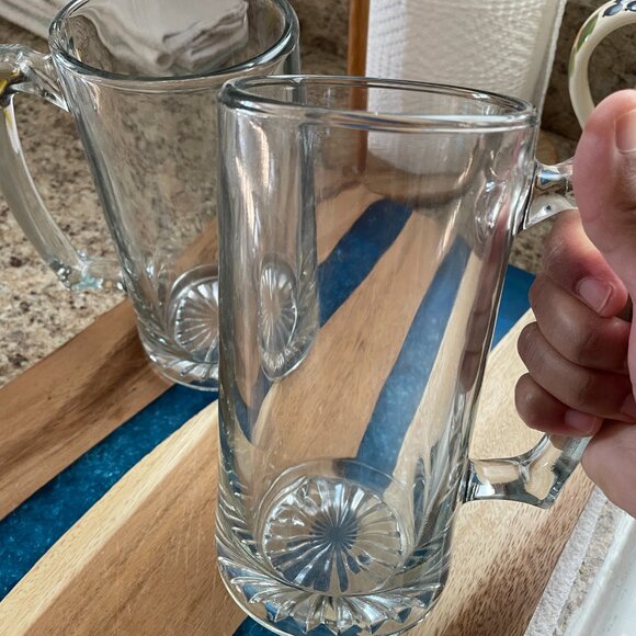 Crystal Clear German Vintage Style Tall Glass Beer Mugs - HEAVY - Mug set of 2. - Picture 4 of 4
